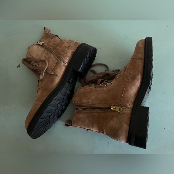 All Saints Brown Lira Suede Hiker Boots Lace Up Ankle Boots Shoes 39 - Picture 3 of 11
